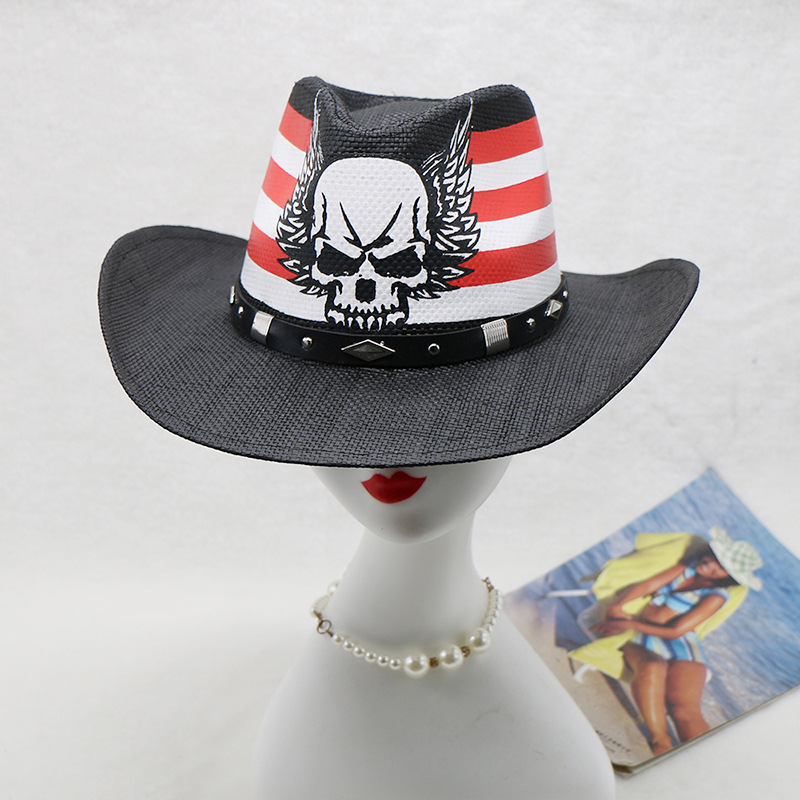Cowboy Hat Straw - Chapeau de cowboy occidental noir pour