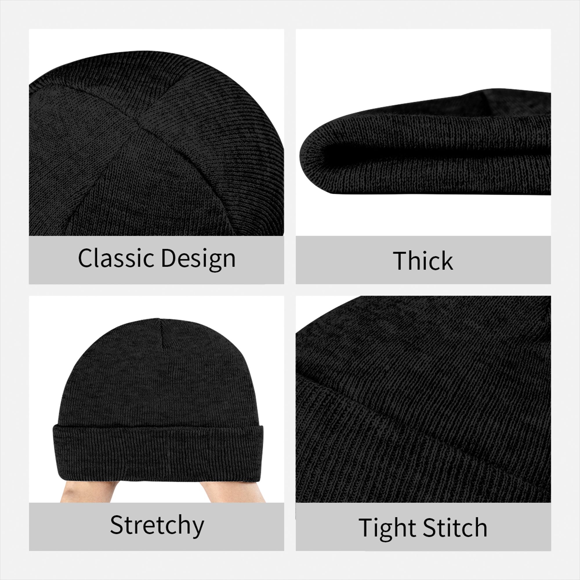 Bonnet à revers en maille côte - Beanie Cuffed Knit avis et prix